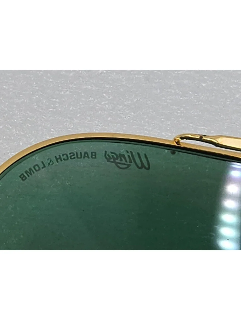 1980s Bausch & Lomb Ray-Ban Wings Sunglasses Gold Frame Green G15 Shield Lens